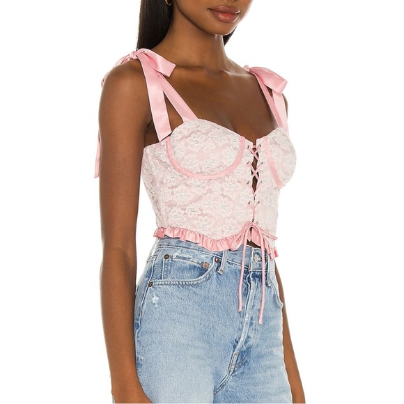 Majorelle pink and white lace corset top size medium - Picture 9 of 11